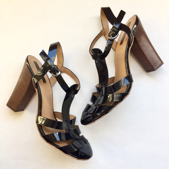 Zara Shoes - Zara Trafaluc Black Patent Leather Sandals Heels 9